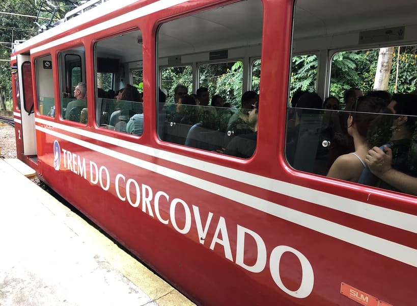 Old generation of Corcovado train to Christ the Redeemer.