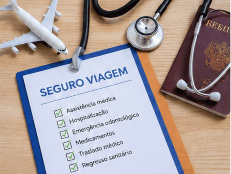 Seguro viagem com coberturas para assistência médica, hospitalização, medicamentos e traslado