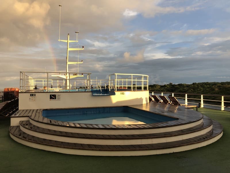 Pool area of the ship Iberostar Grand Amazon Expedition