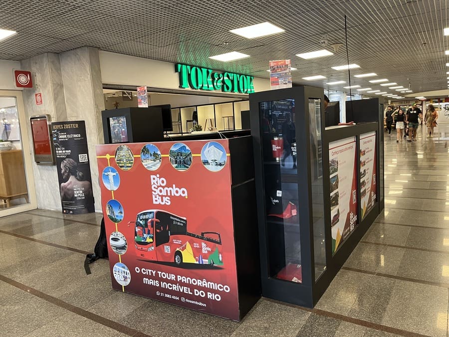ônibus hop-on hop-off da Rio Saba Bus: Ponto de venda de ingressos no Shopping Cassino Atlântico