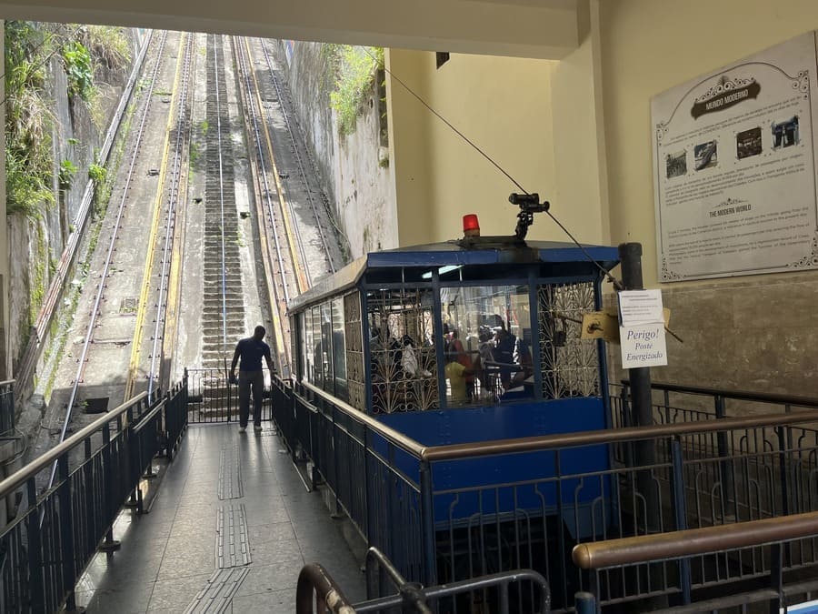 Plano Inclinado Gonçalves funicular connecting the Lower City to the Historic Center in Salvador